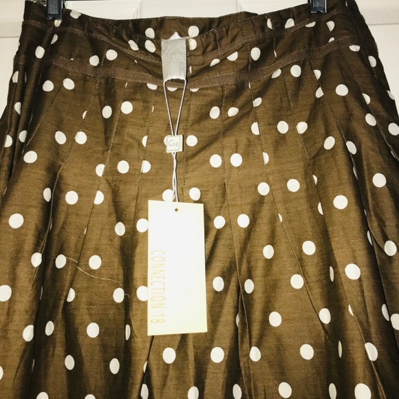 Connection 18 A Line Skirt/Brown and White Polka Dots/Retro/50s/Vintage/Large - Picture 2 of 7